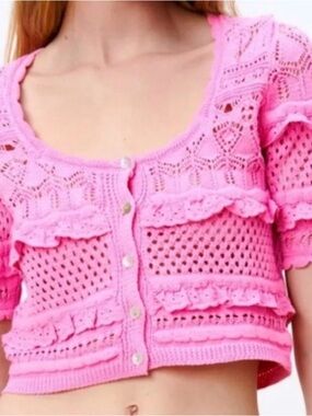 Zara Pink Crochet Knit Top